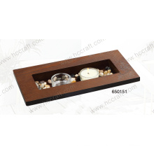 New Wooden Tray with Candle and Stone